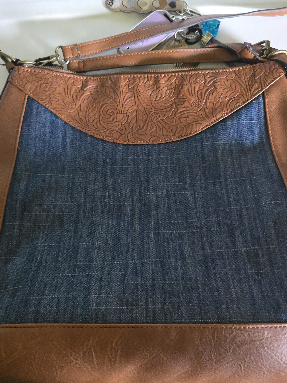 The Pioneer Woman Denim Hobo Crossbody Bag
